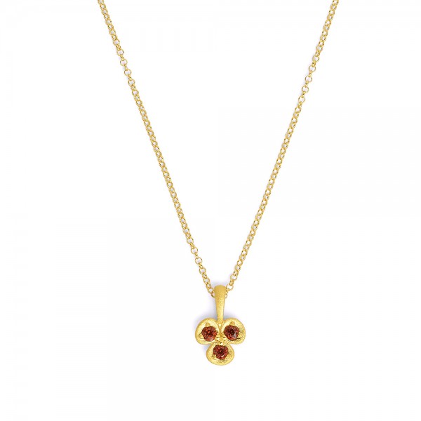 Lilini Designlinie Flowertimes Halskette mit Granat und 24 Karat Goldplattierung 87605776