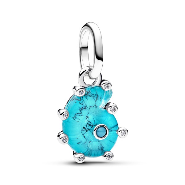 PANDORA Blaue Murano-Glas Meeresschnecke Charm-Anhänger Silber 793900C01