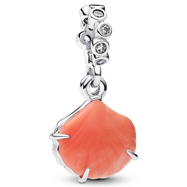 Korallenrote Muschel Doppelter PANDORA Charm-Anhänger Silber 793821C01