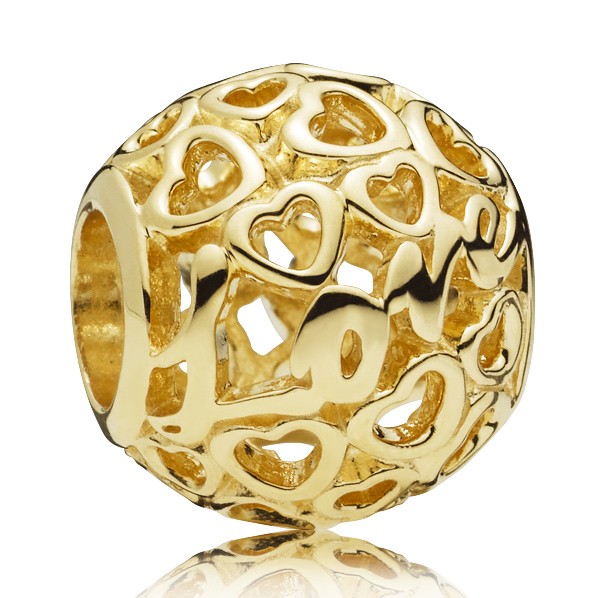 Liebe und Herzen PANDORA Charm Love and hearts gold charm 757539
