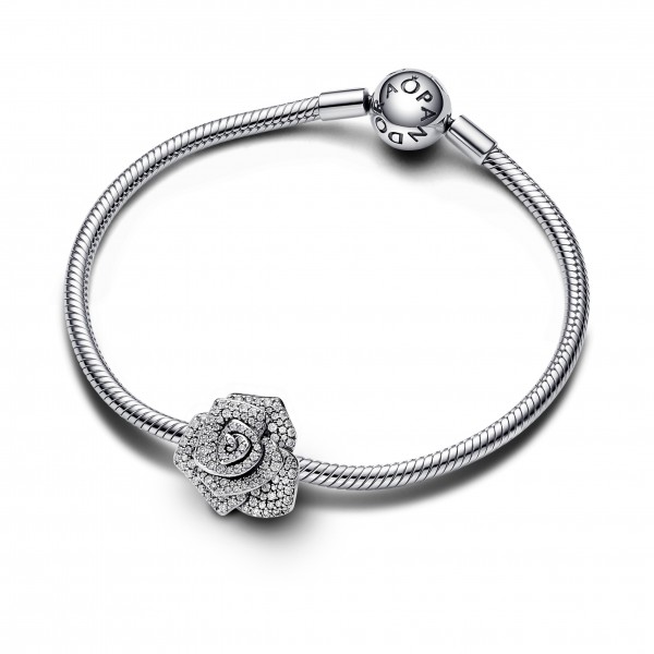 PANDORA Armband Moments Rose in Bloom Clasp Snakechain 593211C00