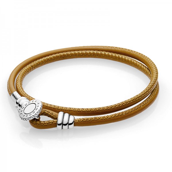 PANDORA Armband Moments Double Leather Bracelet Golden Tan 597194CGT-D1