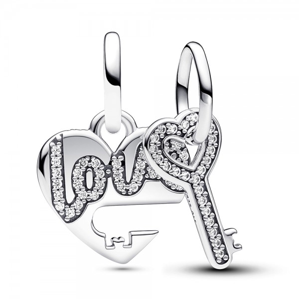 Teilbarer Herz und Schlüssel Pandora Charm-Anhänger 793081C01