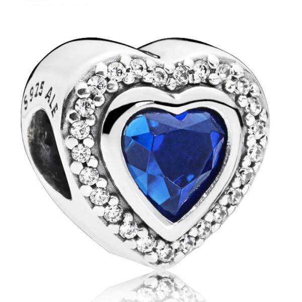 Herz PANDORA Charm silber with night blue crystal 797608NANB