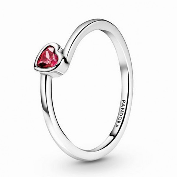 Rotes geneigtes Herz PANDORA Solitär-Ring 199267C01-50