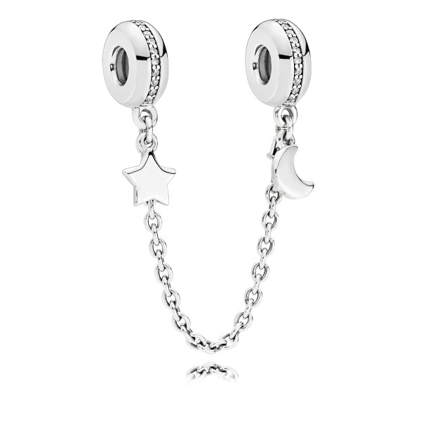 Mond und Sterne PANDORA Sicherheitskette Moon and star Safety Chain 797512CZ