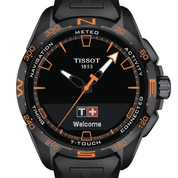 Tissot T-Touch Solar Connect Titanium Schwarz Orange Schwarzes Kautschukband T1214204705104