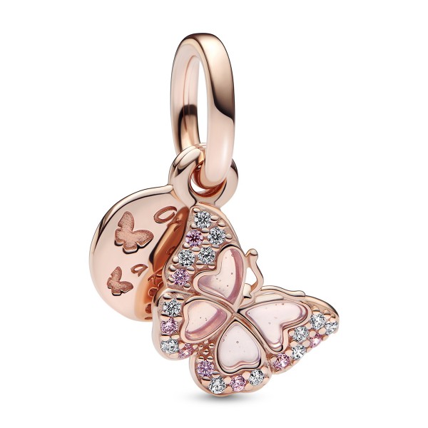 Rosafarbener Schmetterling PANDORA ROSE Charm-Anhänger 782555C01