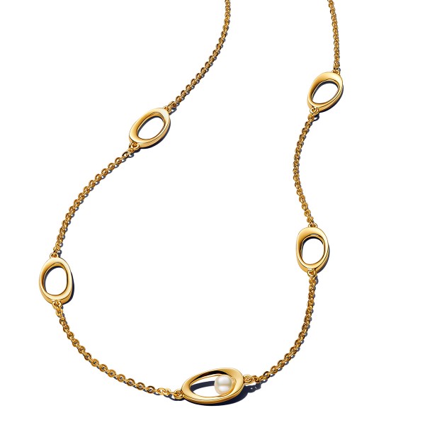 PANDORA SHINE Organisch Geformtes Oval &amp; Behandelte Süßwasserzuchtperle Halskette 363883C01-45