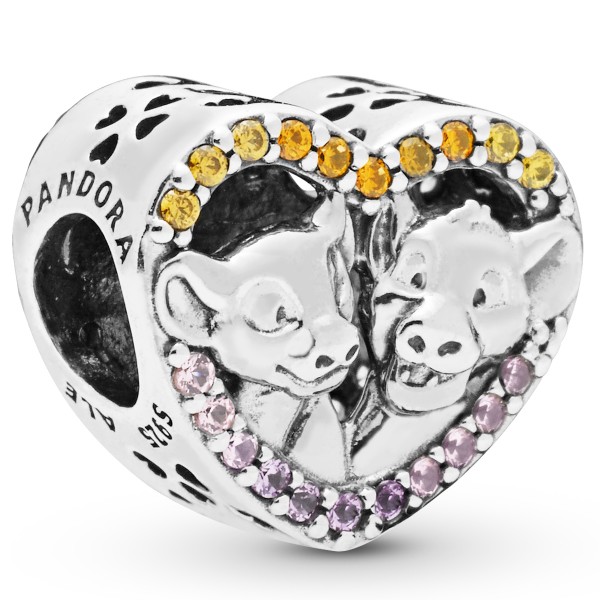 Sparkling Simba and Nala Heart PANDORA Disney Charm 798044NPRMX