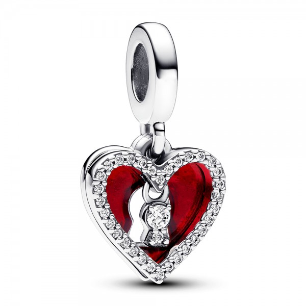Pandora Rotes Herz und Schlüsselloch Doppelter Charm-Anhänger 793119C01