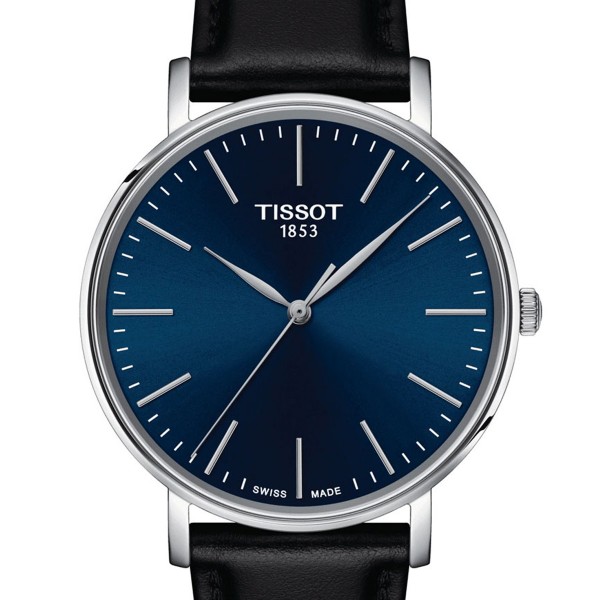 Tissot Everytime Gent 40mm Blau Leder-Armband Quarz Herrenuhr T1434101604100