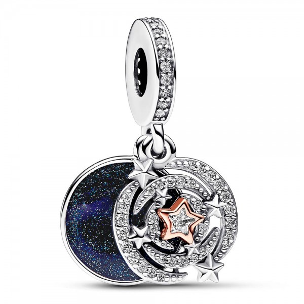 Bicolor Sternschnuppe Doppelter PANDORA Charm-Anhänger 782975C01