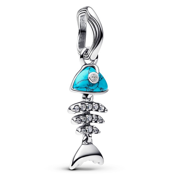 Türkisfarbener Fischgräte PANDORA Charm-Anhänger Sterling-Silber 793894C01