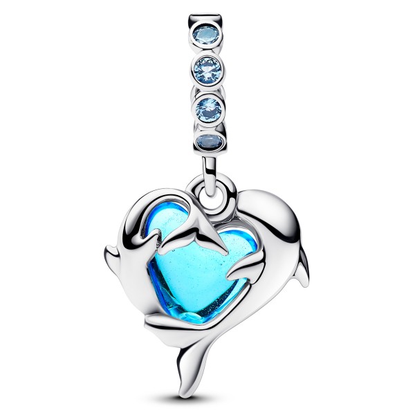 PANDORA Blauer Murano-Glas Delfine Charm-Anhänger Sterling-Silber 793924C01