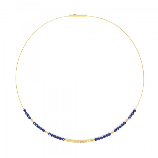 84101236 Senbo Designlinie Sentro Collier mit elegant leuchtendem Lapislazuli und 24 Karat Goldpla