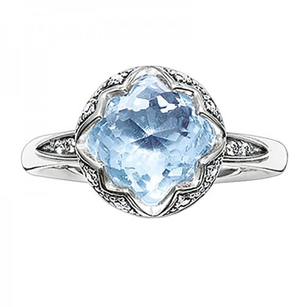 TR2028-644-1-54 Thomas Sabo Solitärring Hellblauer Lotos