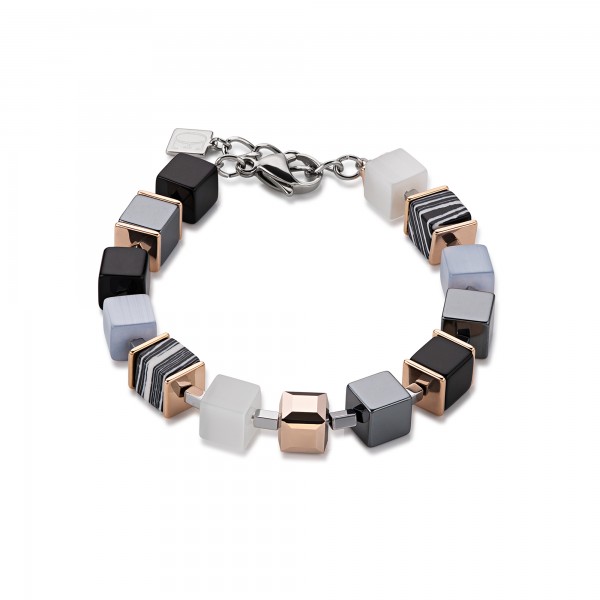 Armband Geo Cube schwarz-weiß &amp; Swarovski® Kristalle roségold 4848301314