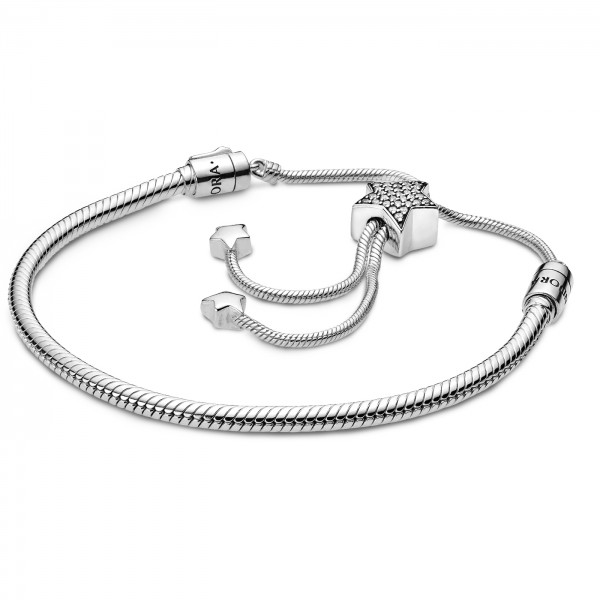 Pave Star and Snake Chain Bracelet PANDORA Armband 925er Sterlingsilber 598528C01