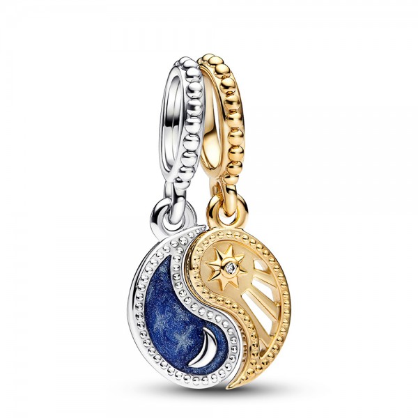 Bicolor Teilbarer Sonne und Mond PANDORA Charm-Anhänger 762678C01