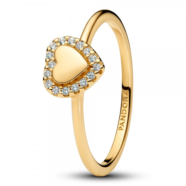 PANDORA SHINE Gravierbarer Herz Strahlenkranz Ring 163801C01-54