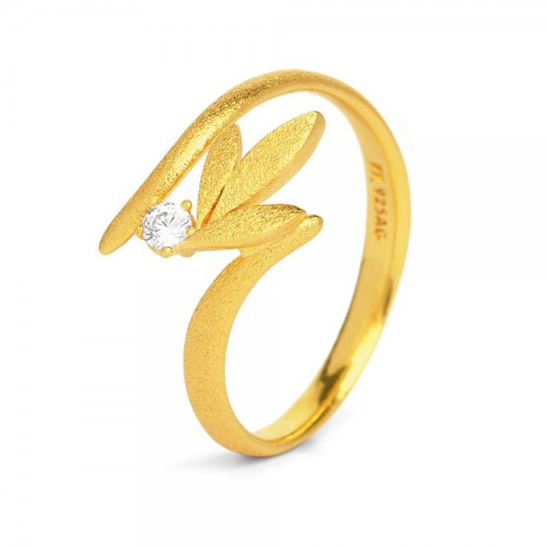 Strelisa Designlinie Streliza Ring mit funkelndem Zirkonia und 24 Karat Goldplattierung 53137156