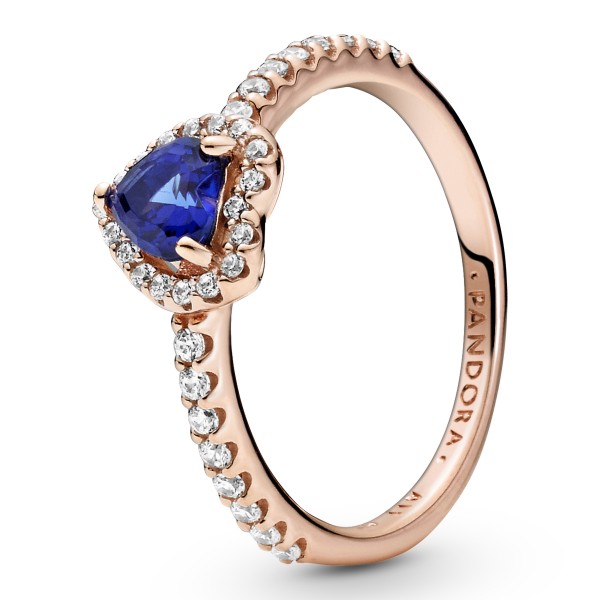 Funkelndes blaues erhabenes Herz Ring PANDORA ROSE Ring 188421C01