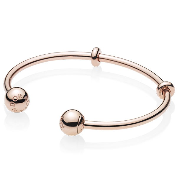 PANDORA Armreif Rose open bangle with silicone stoppers and interchangeable end caps 586477-1